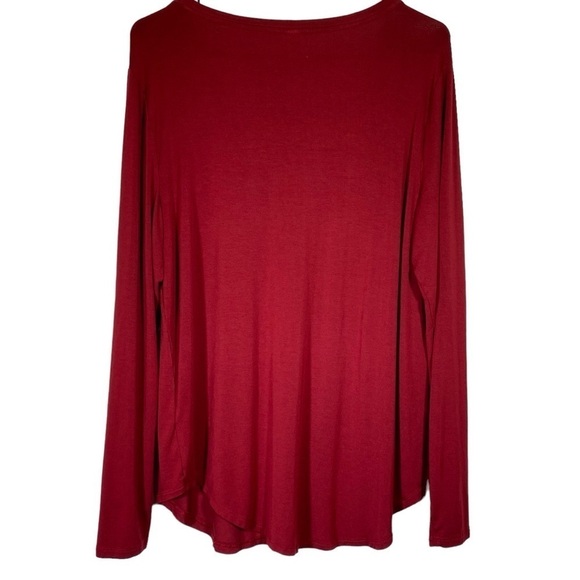 Old Navy Luxe women's XL red cranberry long sleeve v-neck silky soft t-shirt tee - Picture 3 of 7